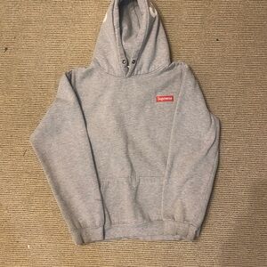 Supreme Heather Gray Hoodie with Red Logo